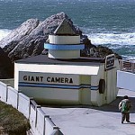 A picture of an auditorium with a giant camera